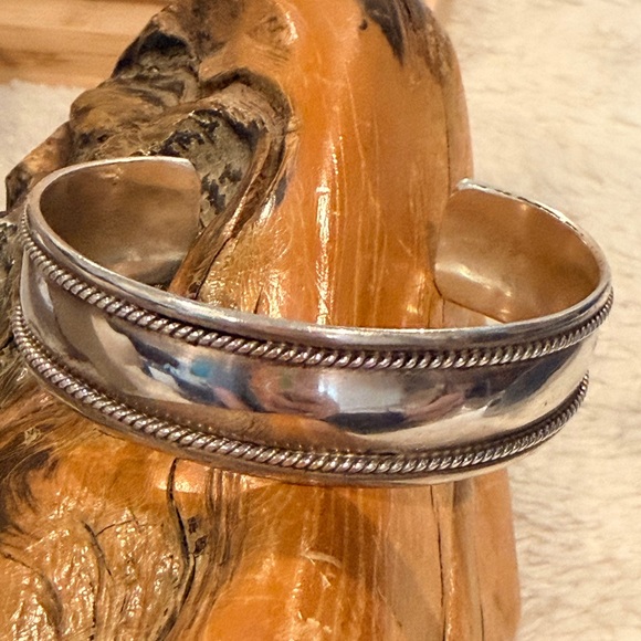 Solid 925 Sterling Silver Plain Open CuffBali Style Bangle Bracelet Hallmarked